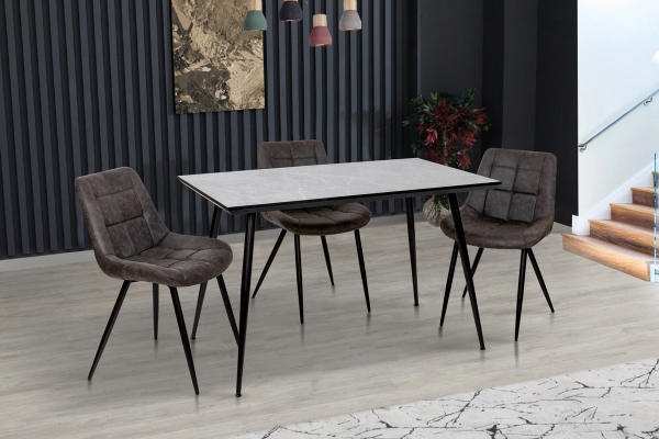 Стіл Торнадо, 120*70, чорний/MDF сірий бетон