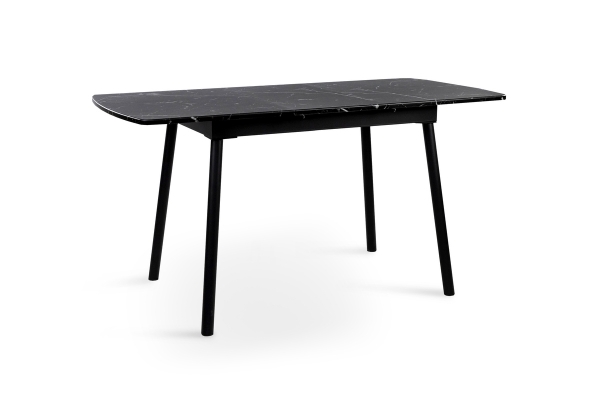 Стіл Соло 110(+35)*70 чорний метал/мрамор чорн