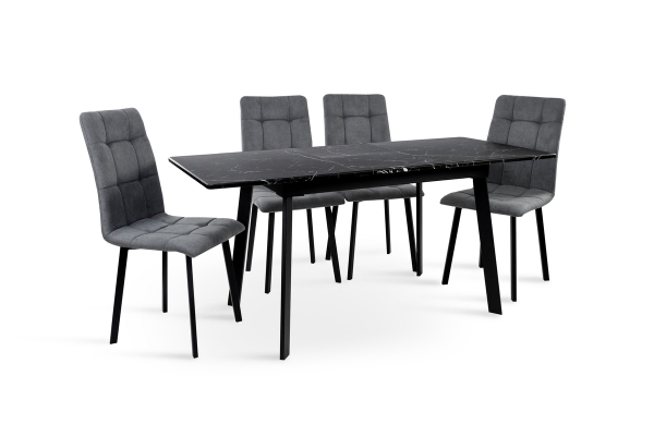 Стіл Етна 120(+40)*75 чорний метал/мрамор чорн