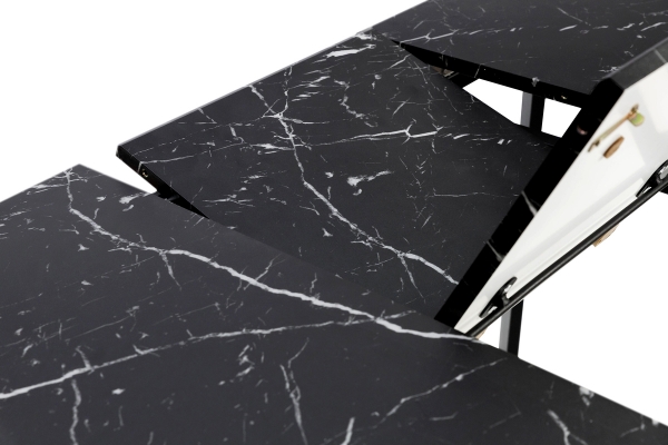 Стіл Етна 120(+40)*75 чорний метал/мрамор чорн