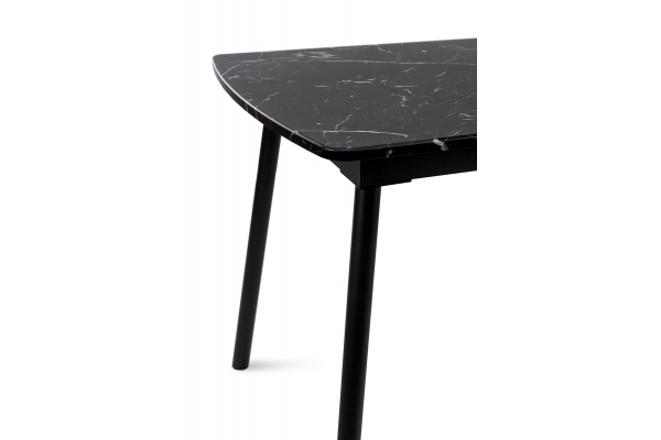 Стіл Соло 110(+35)*70 чорний метал/мрамор чорн
