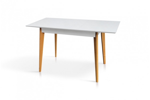 Стол Мираж (980+32)/68 ножки натур/столешня белая