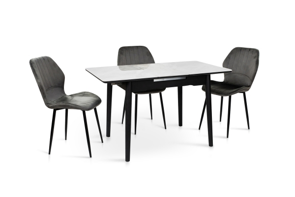 Стіл Нептун 95/125*70 чорний/керам бетон