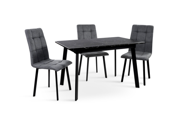 Стіл Етна 120(+40)*75 чорний метал/мрамор чорн