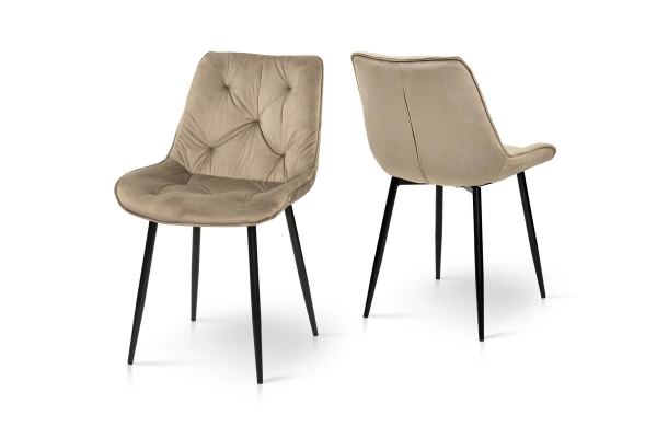 Стілець Прадо чорний/ велюр мокрий пісок