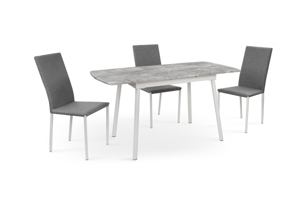 Стіл Соло 110(+35)*70 білий метал/базальт