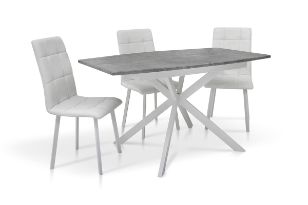 Стол Ричард 140(+40)*85 белый металл/мрамор светл