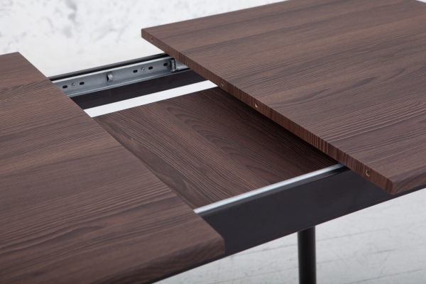 Стіл Соло 110(+35)*70 чорний метал/дуб ТК (горіх)