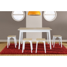 Стіл Сінгл (130+30)/80 ніжки білі/столешня натур--