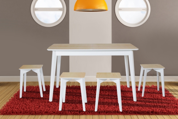 Стіл Сінгл (130+30)/80 ніжки білі/столешня натур--