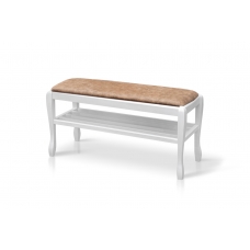 Банкетка з полкою Сієста 900, біла/бежева тканина