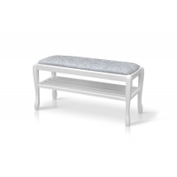 Банкетка с полкой Сиеста 1100, белая/серая ткань.