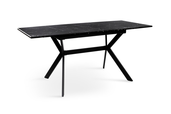 Стол Хьюстон 130(+40)*77 черный металл/мрамор черный