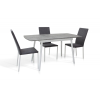 Стол Соло 110(+35)*70 белый металл/мармур светл