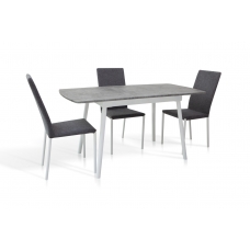 Стіл Соло 110(+35)*70 білий метал/мрамор світл