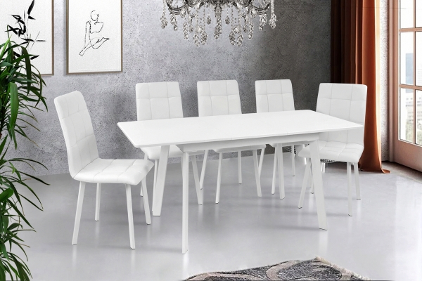 Стол Этна 120(+40)*75 белый металл/белый