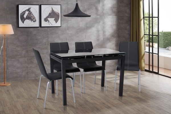 Стіл Венді XS-1025, 110/170*70, чорний (скло)