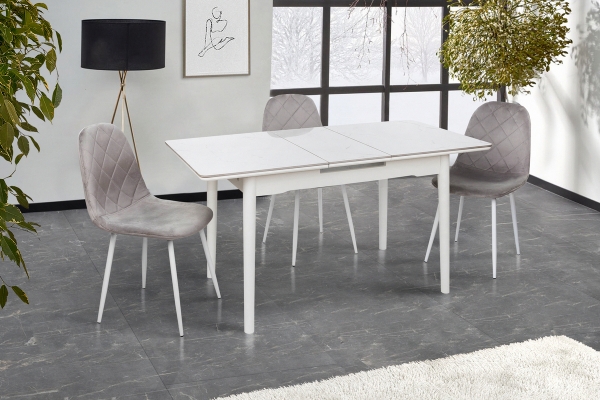 Стіл Нептун 110/140*75 білий/керам мрамор