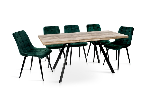 Стіл Метрополь (120+40*80), чорний/штучний шпонMDF