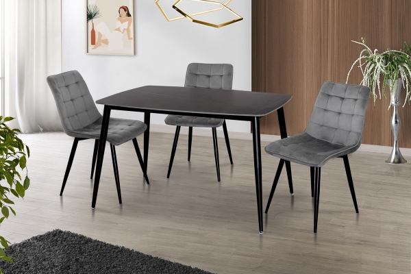 Стіл КИПАРИС 120*80, чорний/ чорний мармур