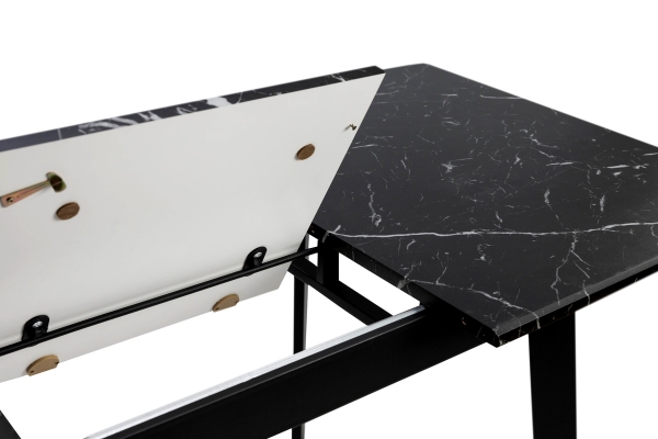Стіл Етна 120(+40)*75 чорний метал/мрамор чорн