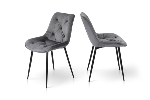 Стілець Прадо чорний/ велюр сірий