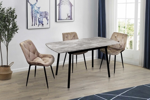 Стіл Соло 110(+35)*70 чорний метал/базальт