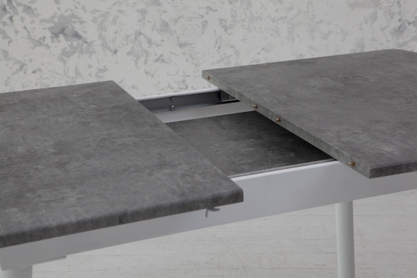 Стол Соло 110(+35)*70 белый металл/мармур светл