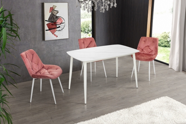 Стіл КИПАРИС 120*80, білий/ білий мармур