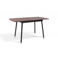 Стіл Соло 110(+35)*70 чорний метал/дуб ТК (горіх)