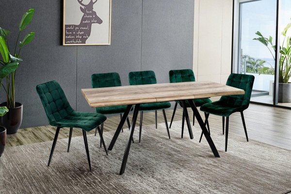 Стіл Метрополь (120+40*80), чорний/штучний шпонMDF