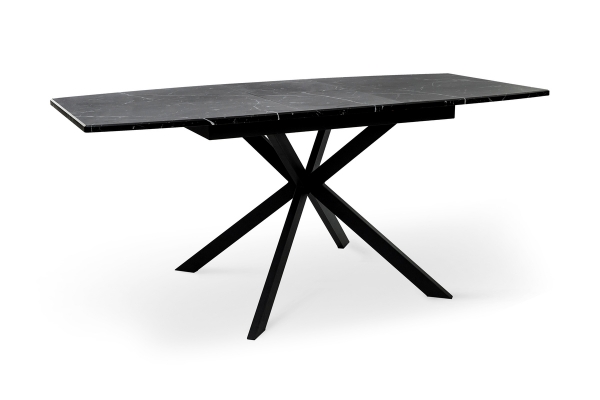 Стіл Річард 140(+40)*85 чорний метал/мрамор чорн