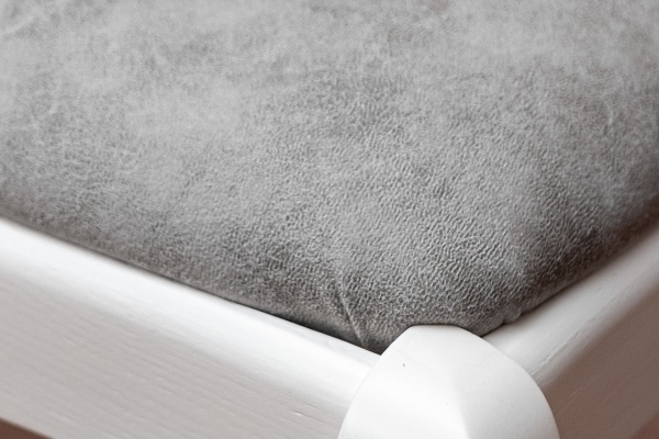 Банкетка с полкой Сиеста 1100, белая/серая ткань.