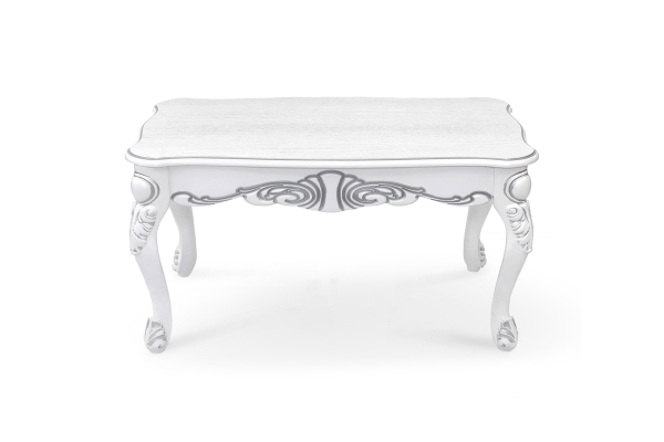 Стол журнал Скарлетт 100*60, белый+патина серебро