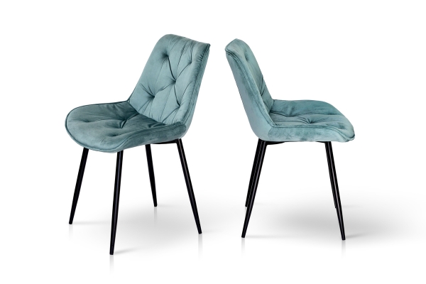 Стілець Прадо чорний/ велюр аквамарин
