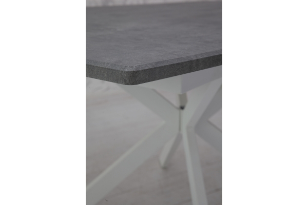 Стол Ричард 140(+40)*85 белый металл/мрамор светл