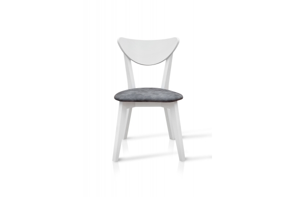 Стілець Лукас м'який, білий/сіра тканина
