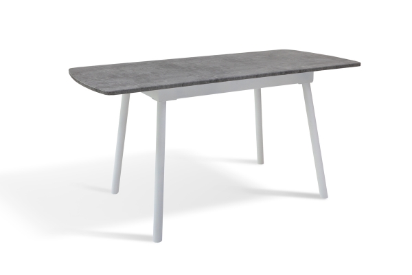 Стол Соло 110(+35)*70 белый металл/мармур светл