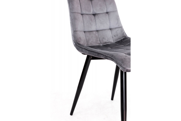 Стілець Віллі чорний/ велюр сірий