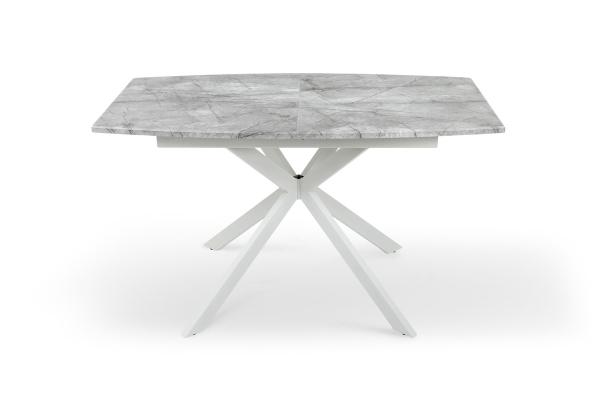 Стіл Річард 140(+40)*85 білий метал/базальт