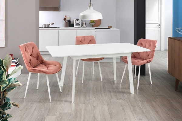 Стол Этна 120(+40)*75 белый металл/белый