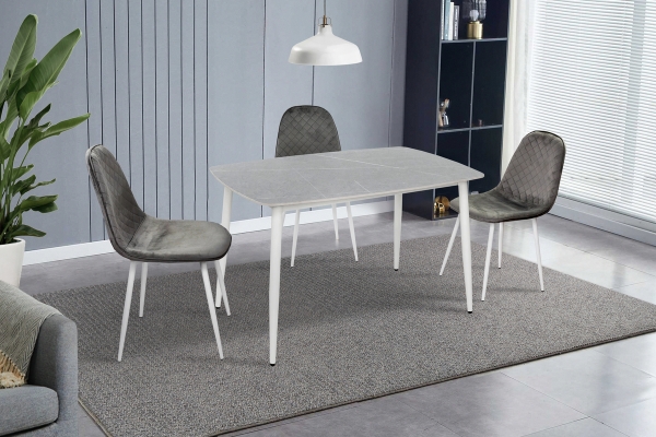 Стіл КИПАРИС 120*80, білий/ сірий мармур