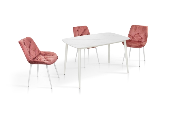 Стіл КИПАРИС 120*80, білий/ білий мармур