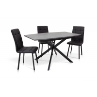 Стіл Річард 140(+40)*85 чорний метал/мрамор темний