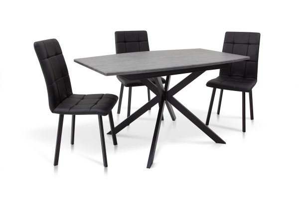 Стол Ричард 140(+40)*85 черный металл/мрамор темный