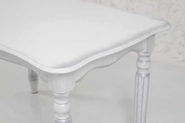 Стіл обідній Венеція (140+40)/85, білий+сріб патин