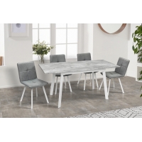 Стол Этна 120(+40)*75 белый металл/базальт