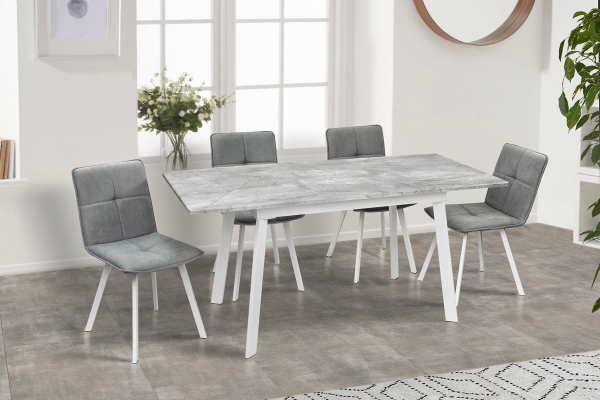 Стіл Етна 120(+40)*75 білий метал/базальт