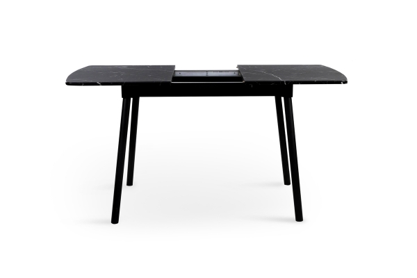 Стіл Соло 110(+35)*70 чорний метал/мрамор чорн