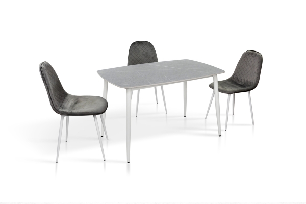 Стіл КИПАРИС 120*80, білий/ сірий мармур